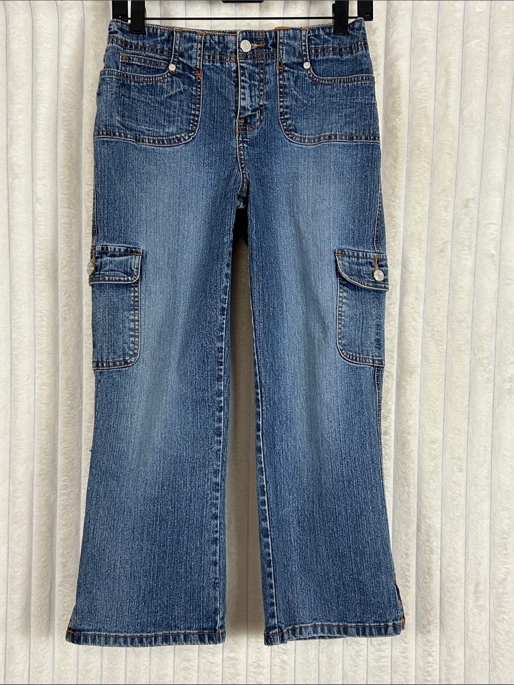 Y2K No Boundaries Blue Cargo cropped Jeans sz 7